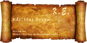 Kállai Erika névjegykártya