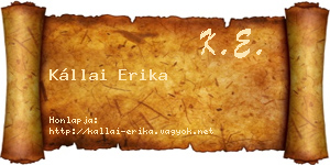 Kállai Erika névjegykártya